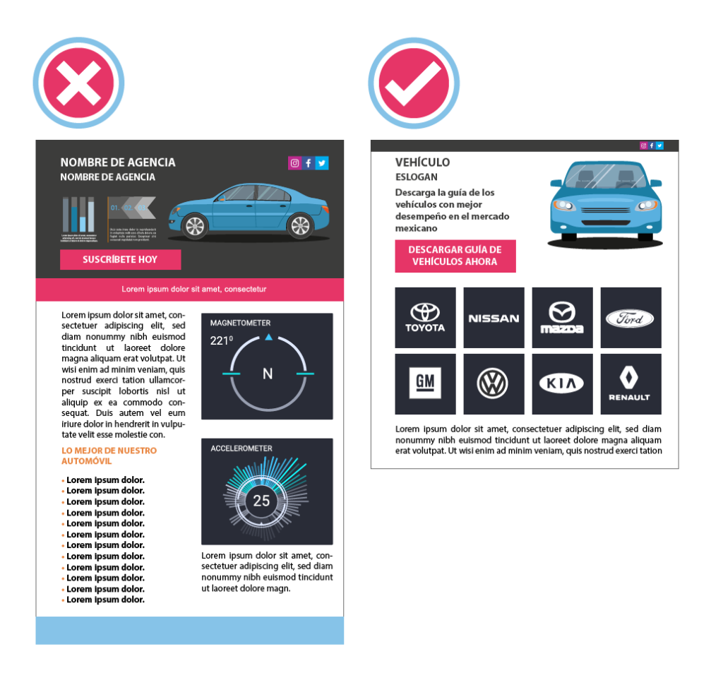 Los 5 errores más comunes en los sitios web de las agencias de autos bien y malo